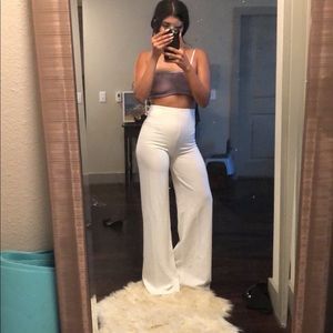 Pretty little thing white wide legged trousers
